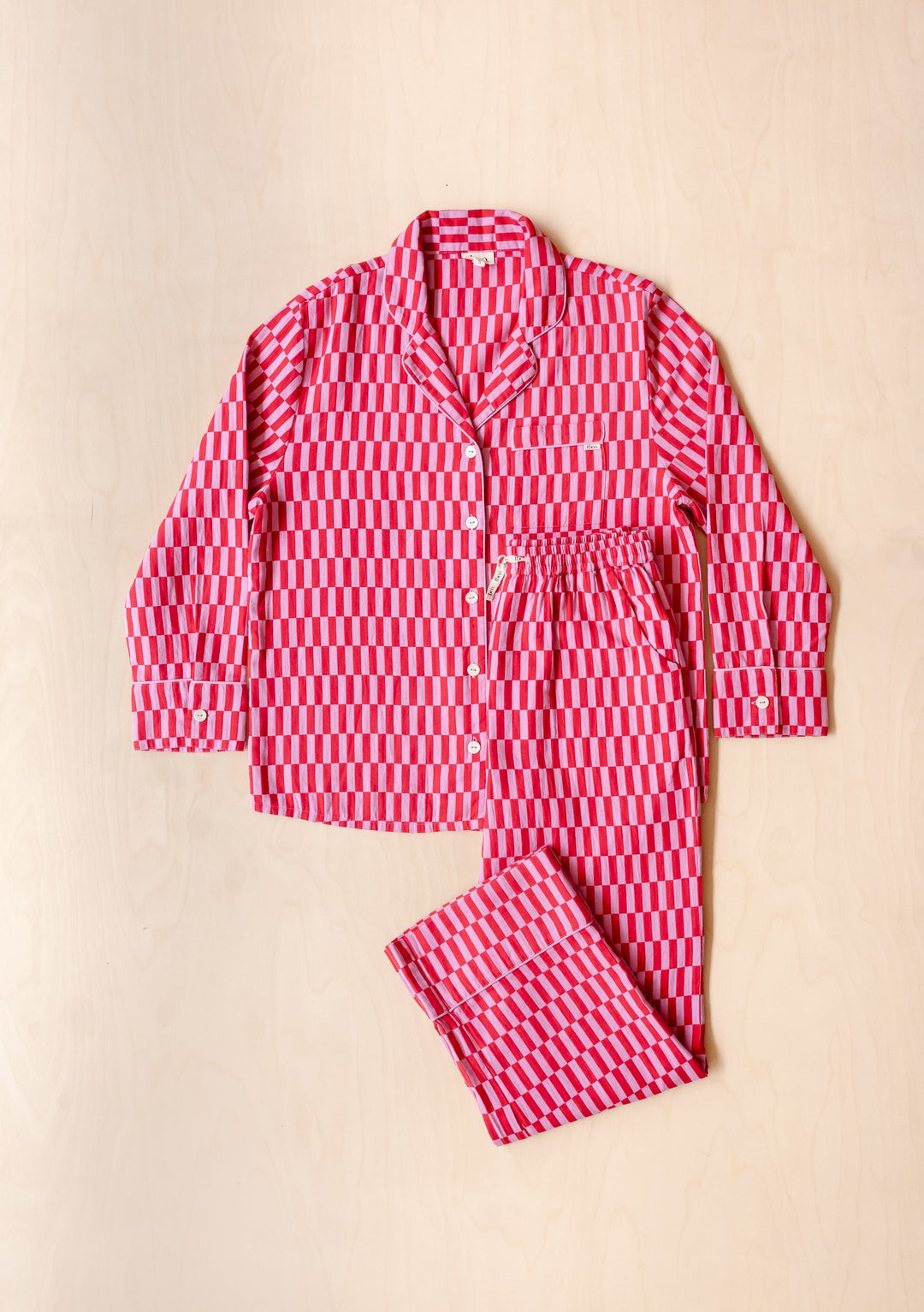 Cotton Pajamas in Pink Checkerboard