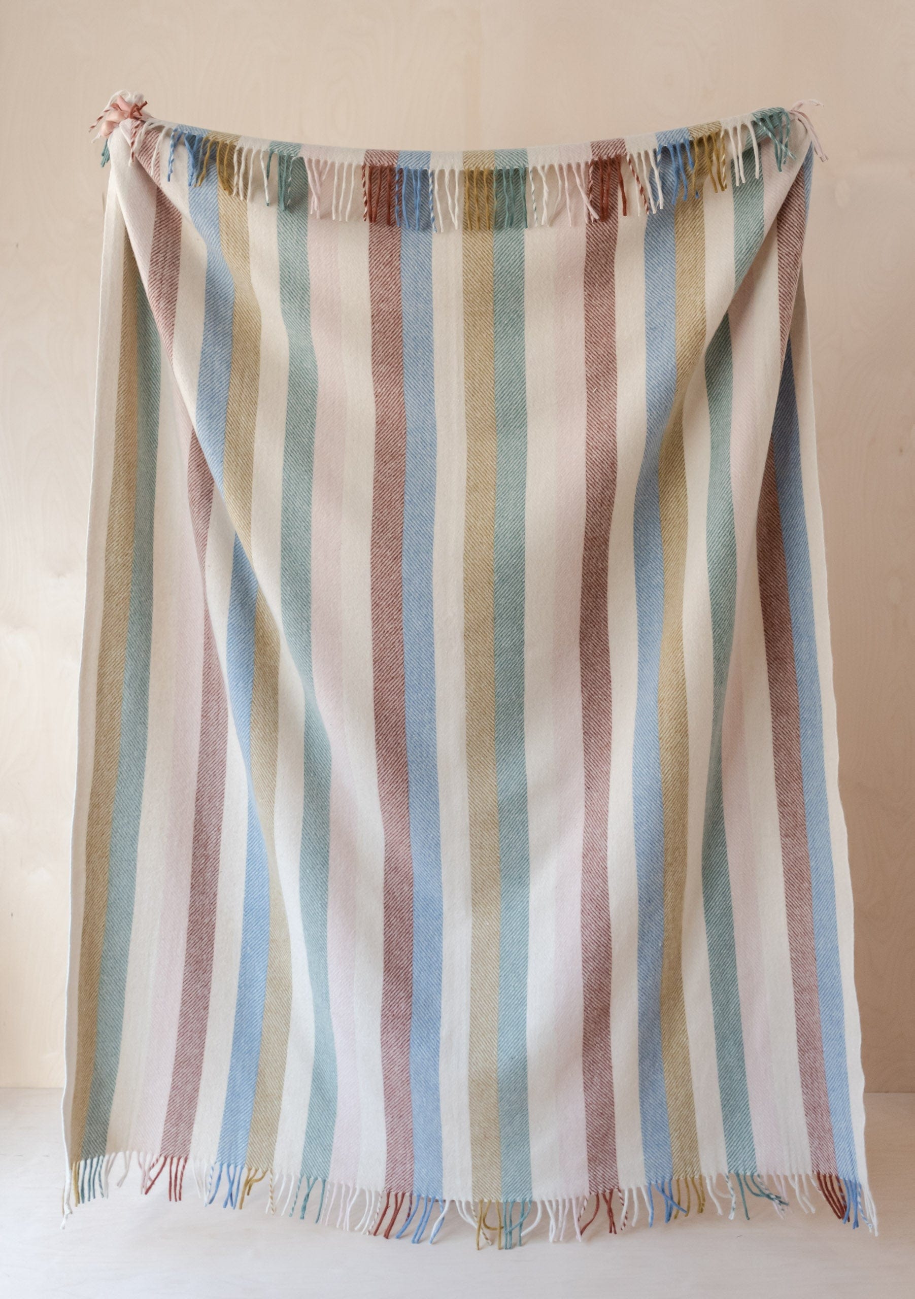 Recycled Wool Blanket in Rainbow Stripe TBCo