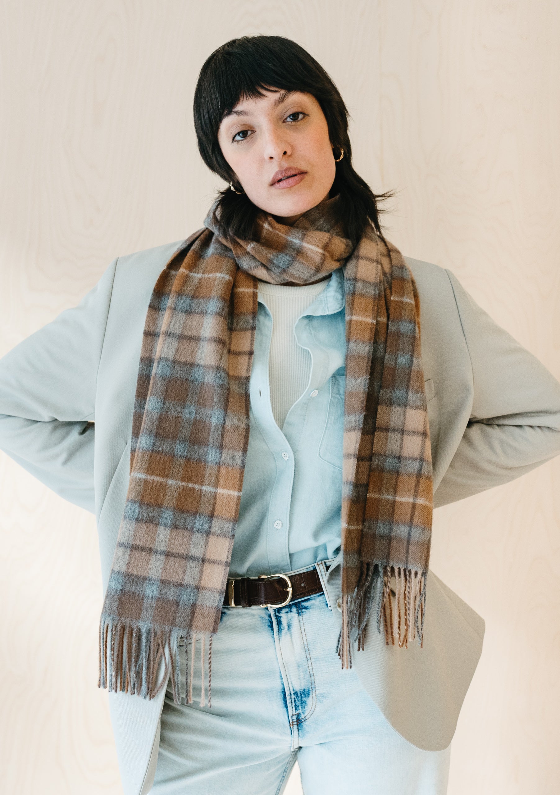 Lambswool Scarf in Buchanan Natural Tartan