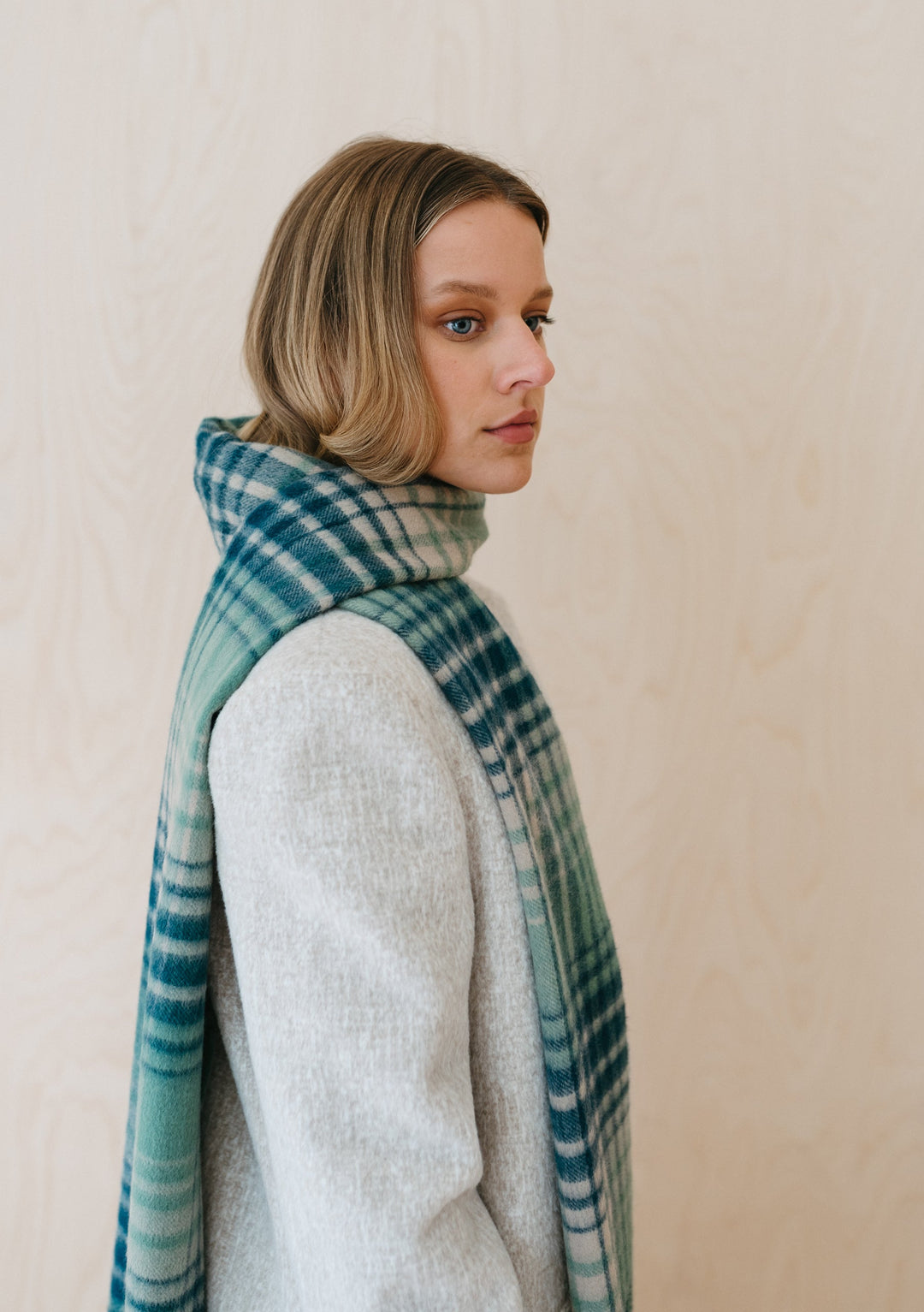 Lambswool Scarf in Sage Gradient Check