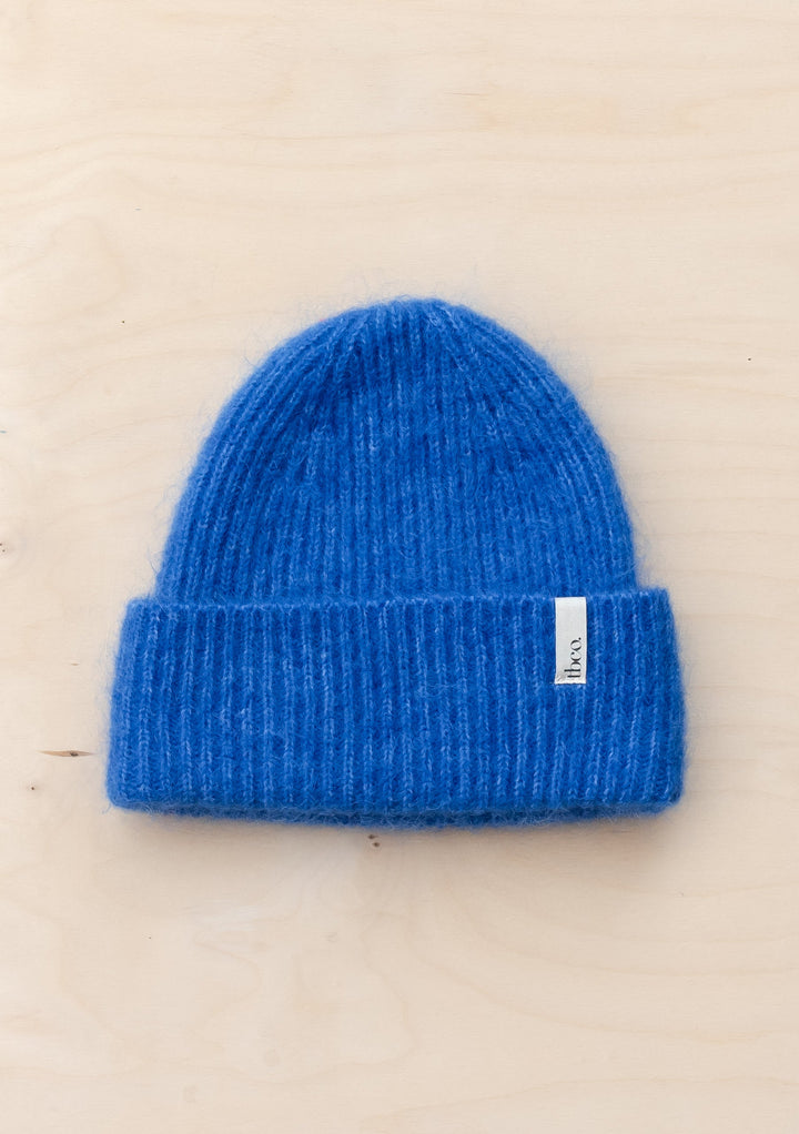 Mütze aus Mohair und Wolle in Blau