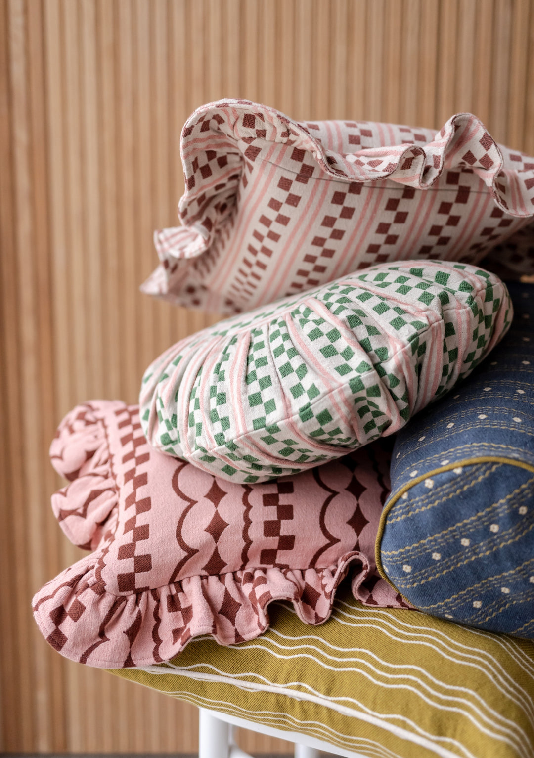 Cotton Cushion Cover in Pink Stripe