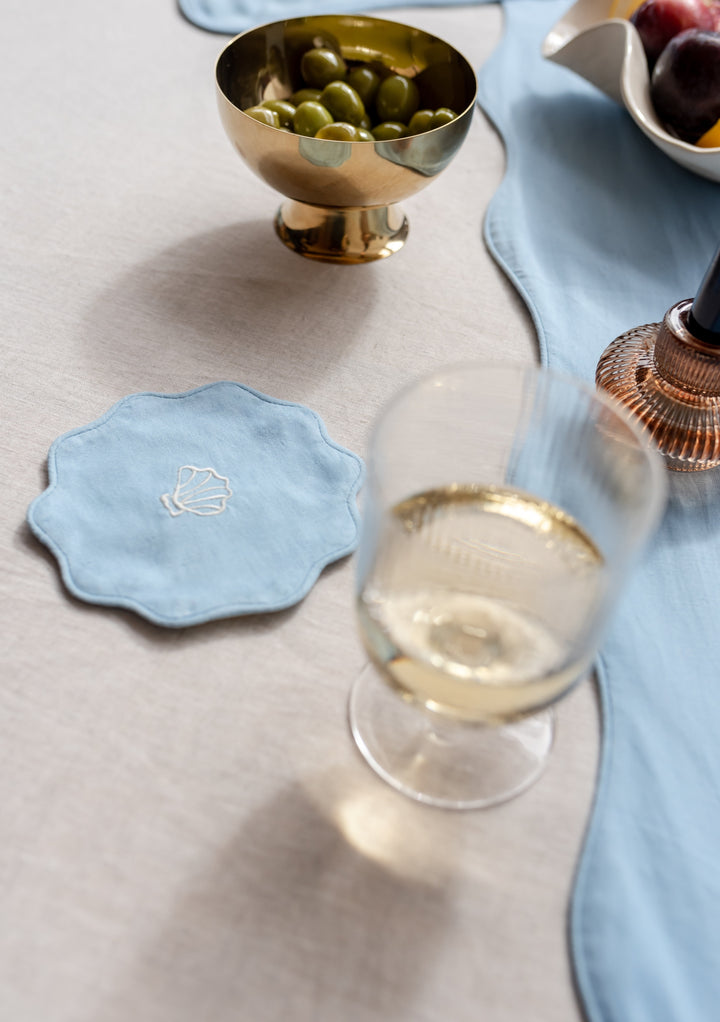 Cotton & Linen Coasters Set of 2 in Blue