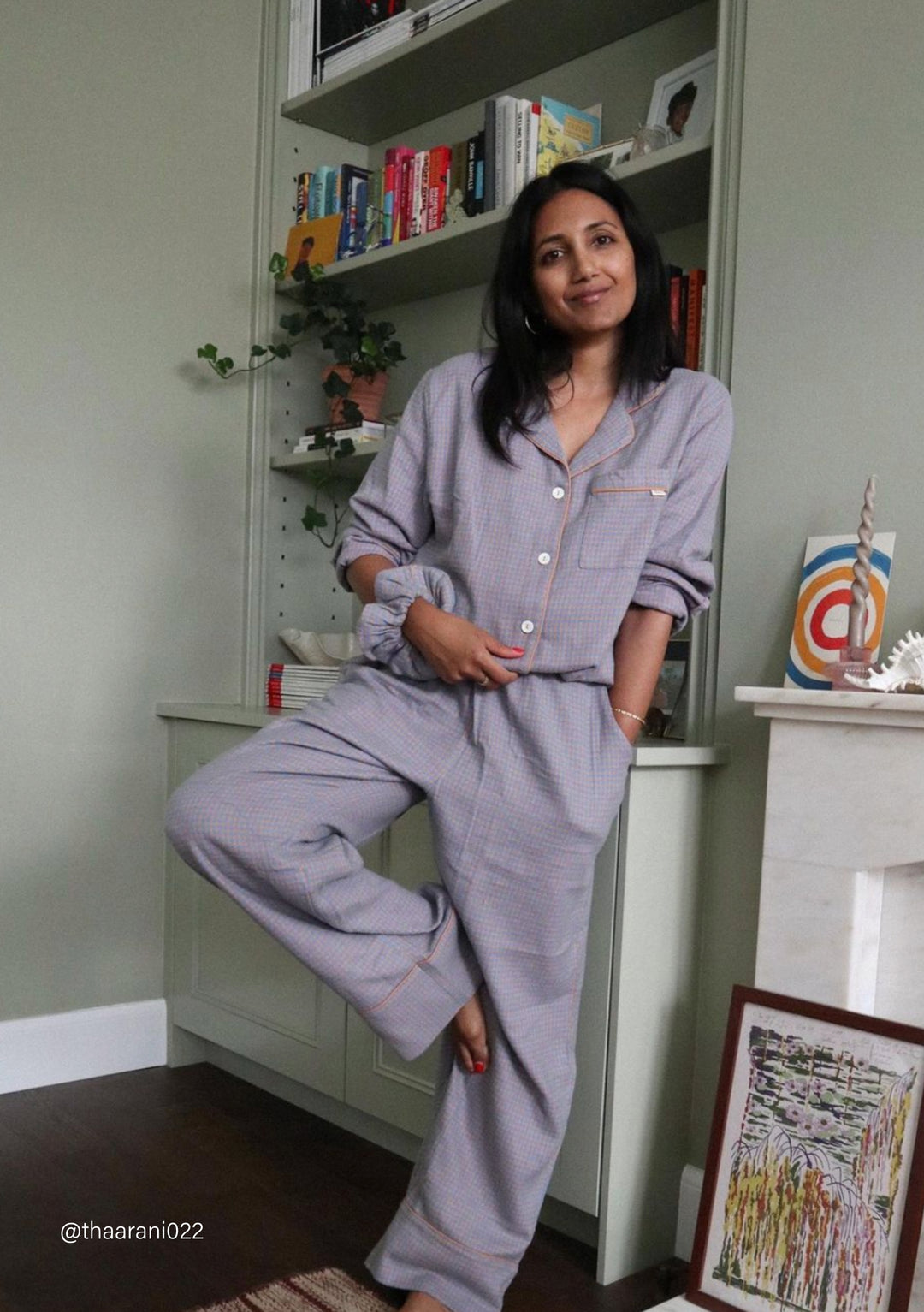 Cotton Pajamas in Blue Houndstooth