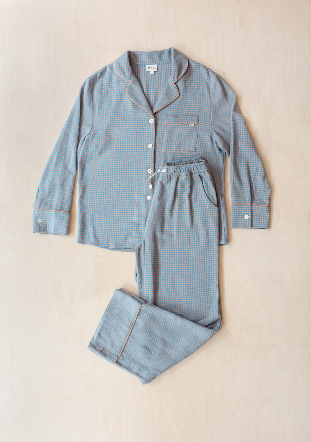 Cotton Pajamas in Blue Houndstooth