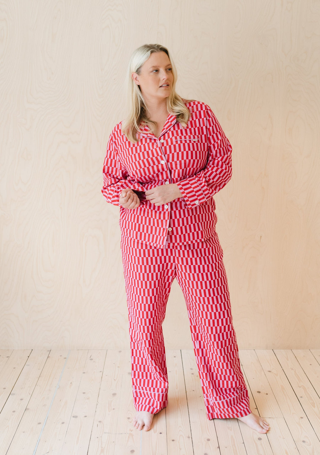 Cotton Pajamas in Pink Checkerboard – TBCo