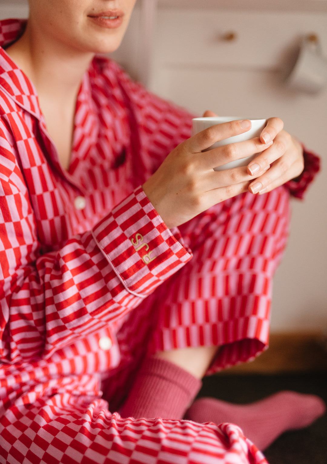 Pyjama en coton à rayures bleues