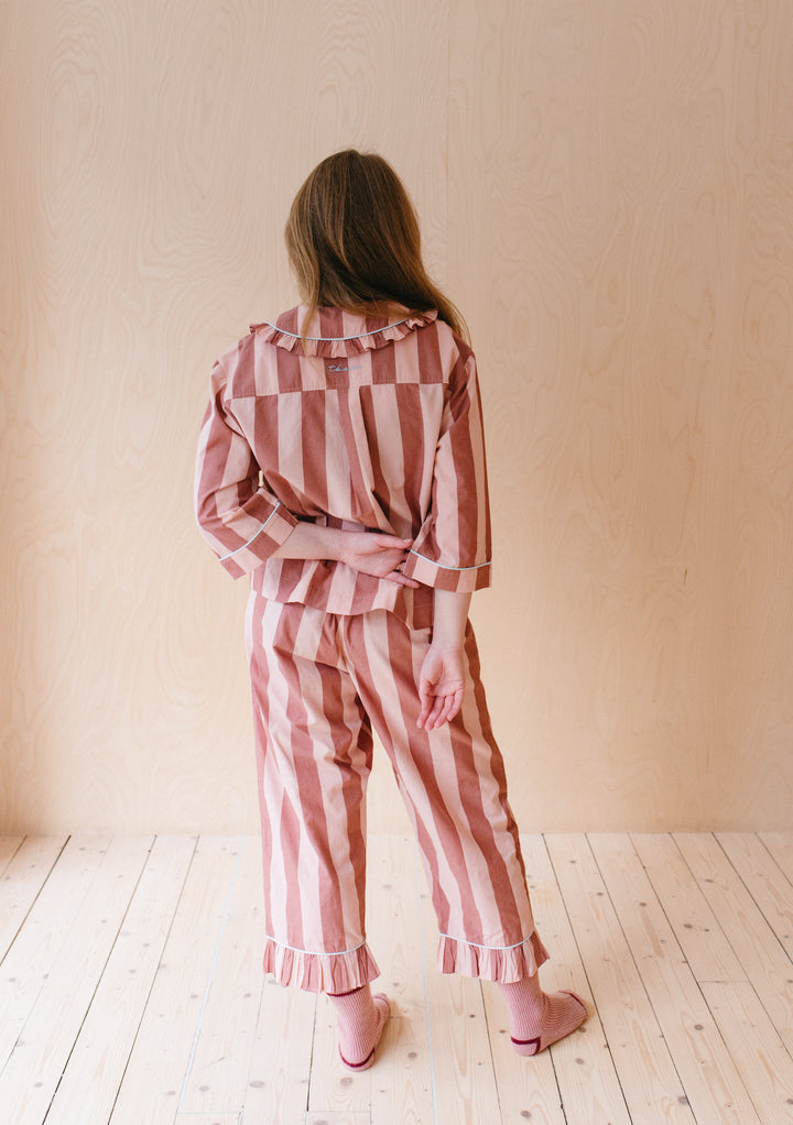 Cotton Pyjamas in Pink & Red Stripe