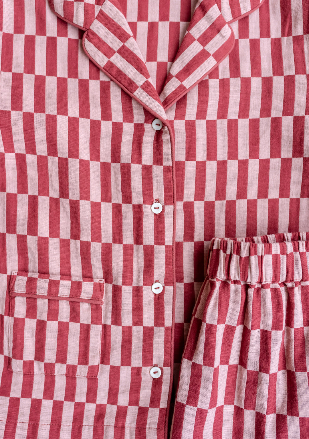 Cotton Kids Pyjamas in Rose Checkerboard