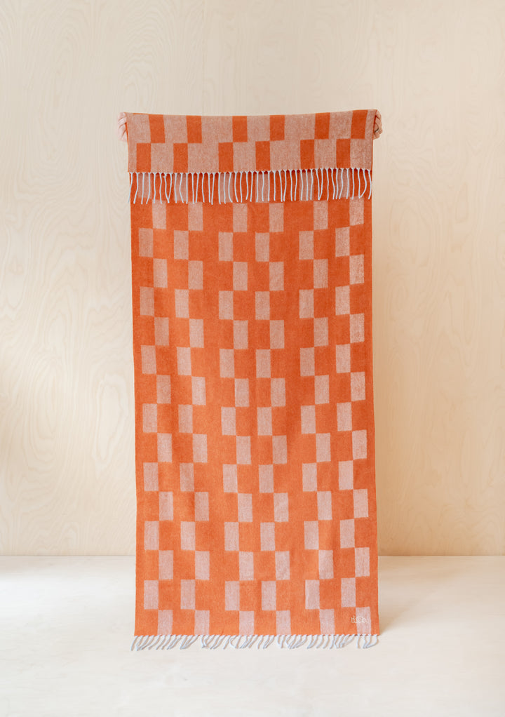 Lambswool Kids Blanket in Orange Checker