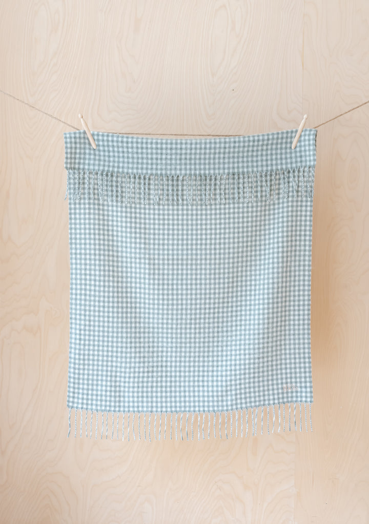 Lambswool Baby Blanket in Sage Nursery Gingham