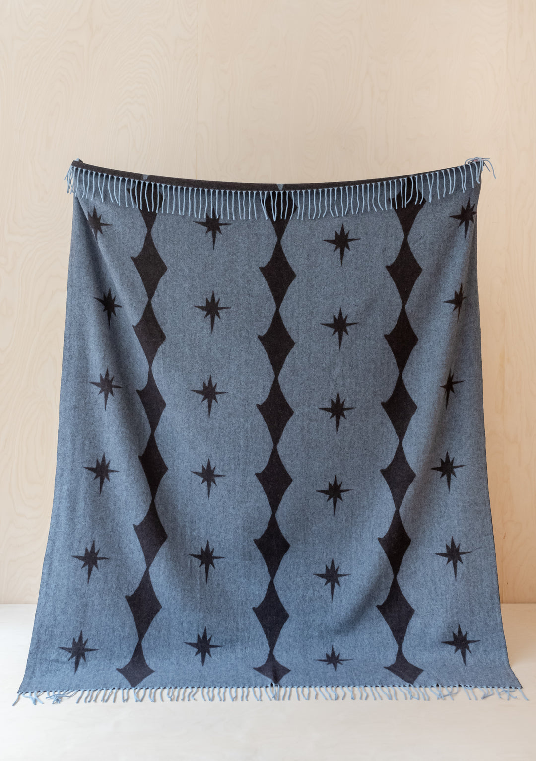 Lambswool Blanket in Reversible Blue Celestial