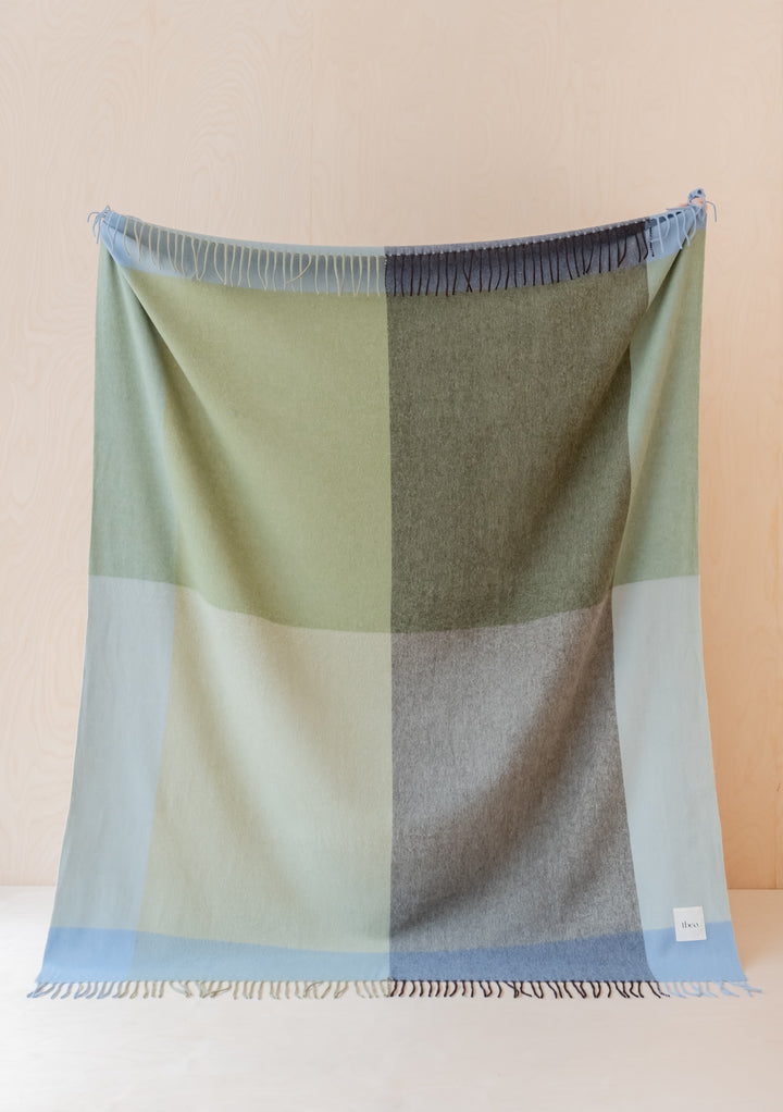 Lambswool Blanket in Green Frame Check