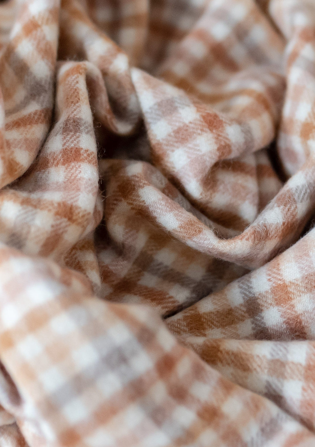 Lambswool Oversized Scarf in Neutral Gingham