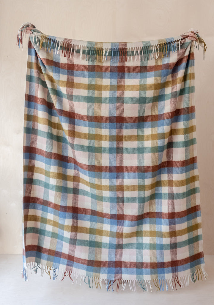 Sample Sale Recycled Wool Blanket in Rainbow Herringbone Check