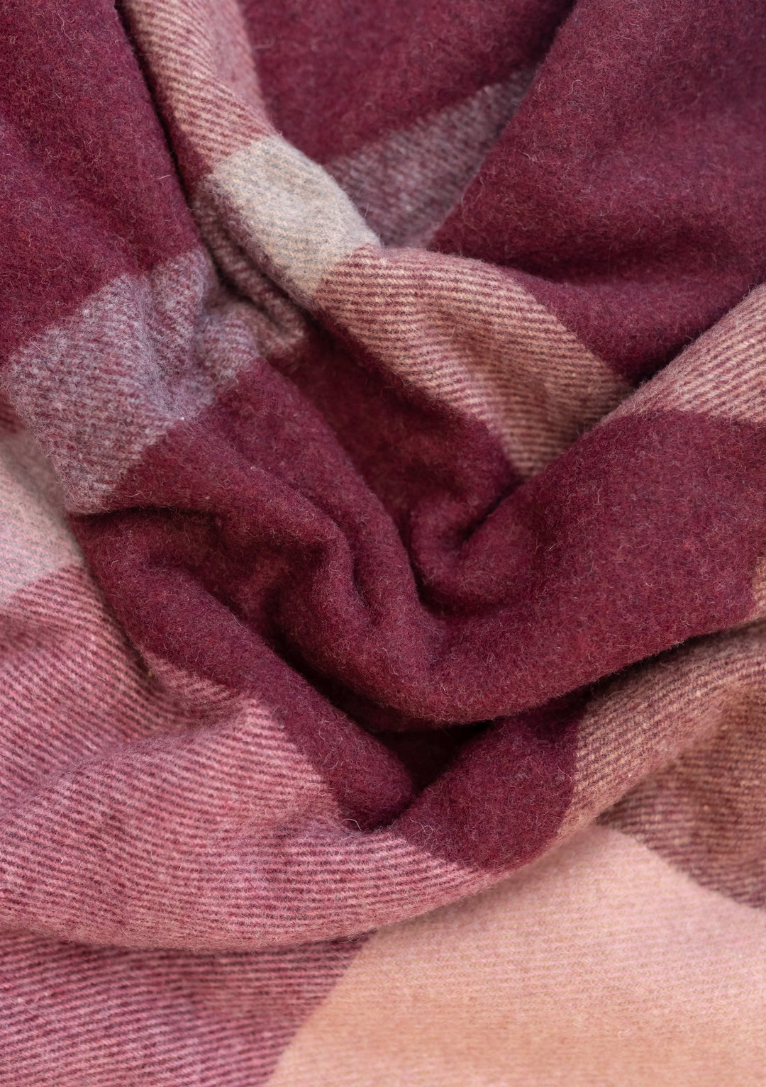 Recycled Wool Blanket in Berry Oversized Patchwork Check