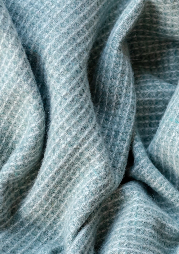 Recycled Wool Waffle Blanket in Sage