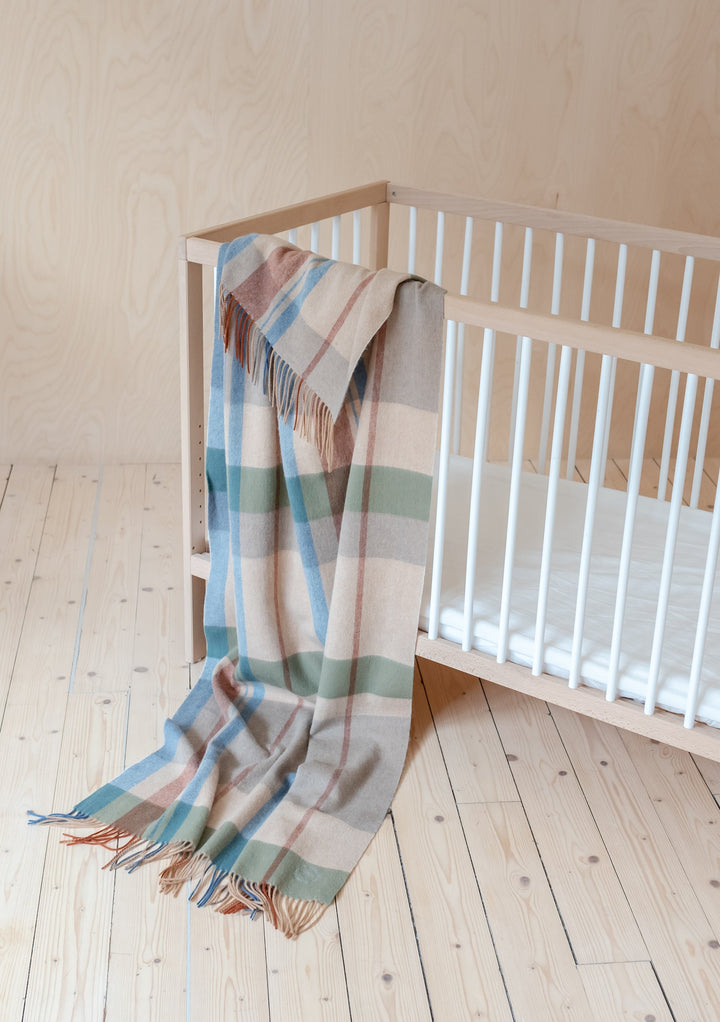 Lambswool Kids Blanket in Stone Abstract Check