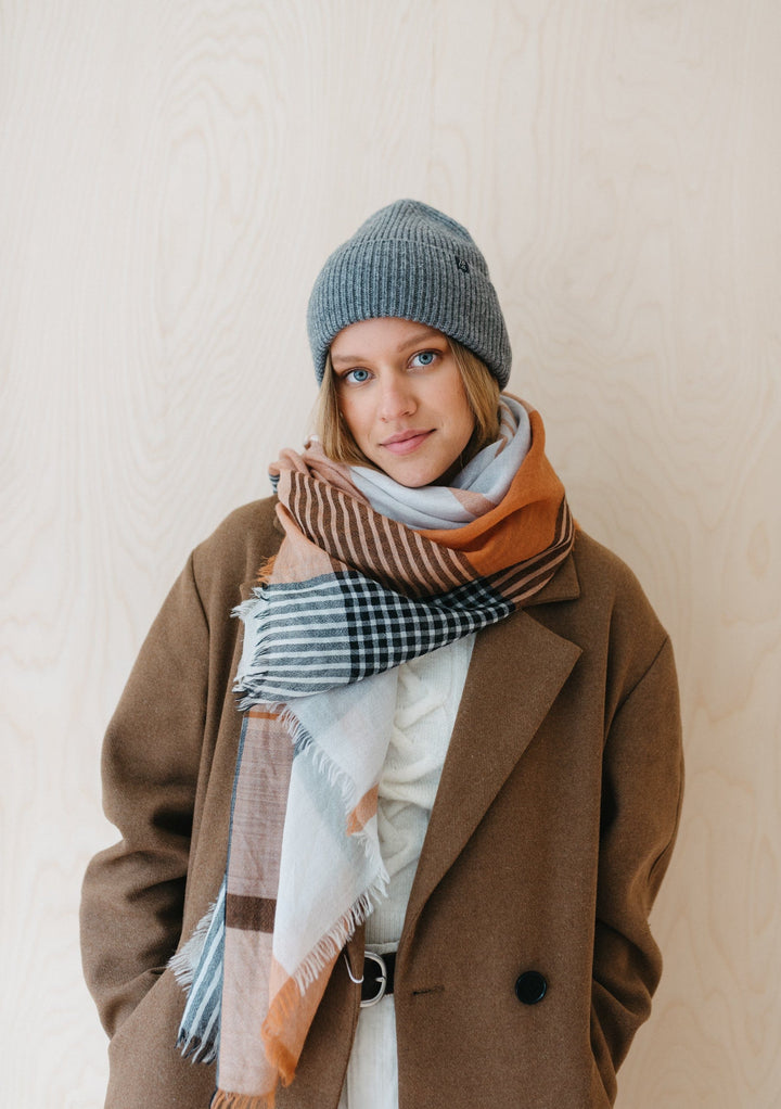 Fine Cashmere Scarf in Hazel Check