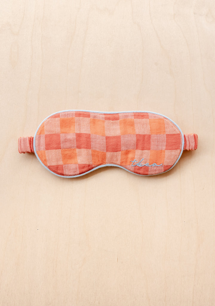Cotton Eye Mask in Apricot Checkerboard