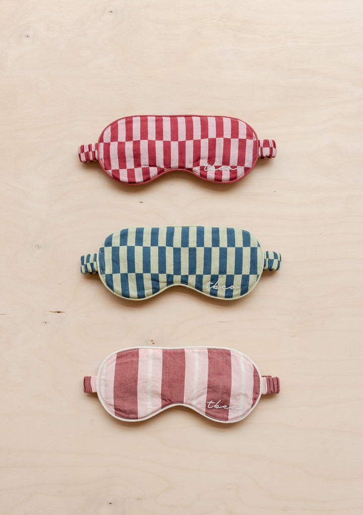 Sample Sale Cotton Eye Mask in Green Checkerboard