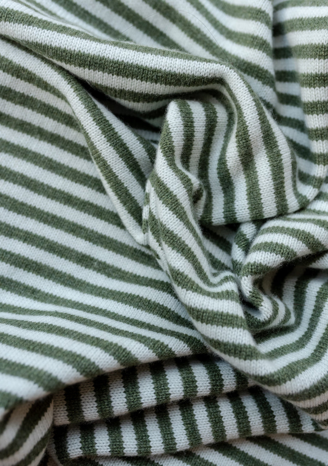 Large Merino Triangle Scarf in Green Stripe