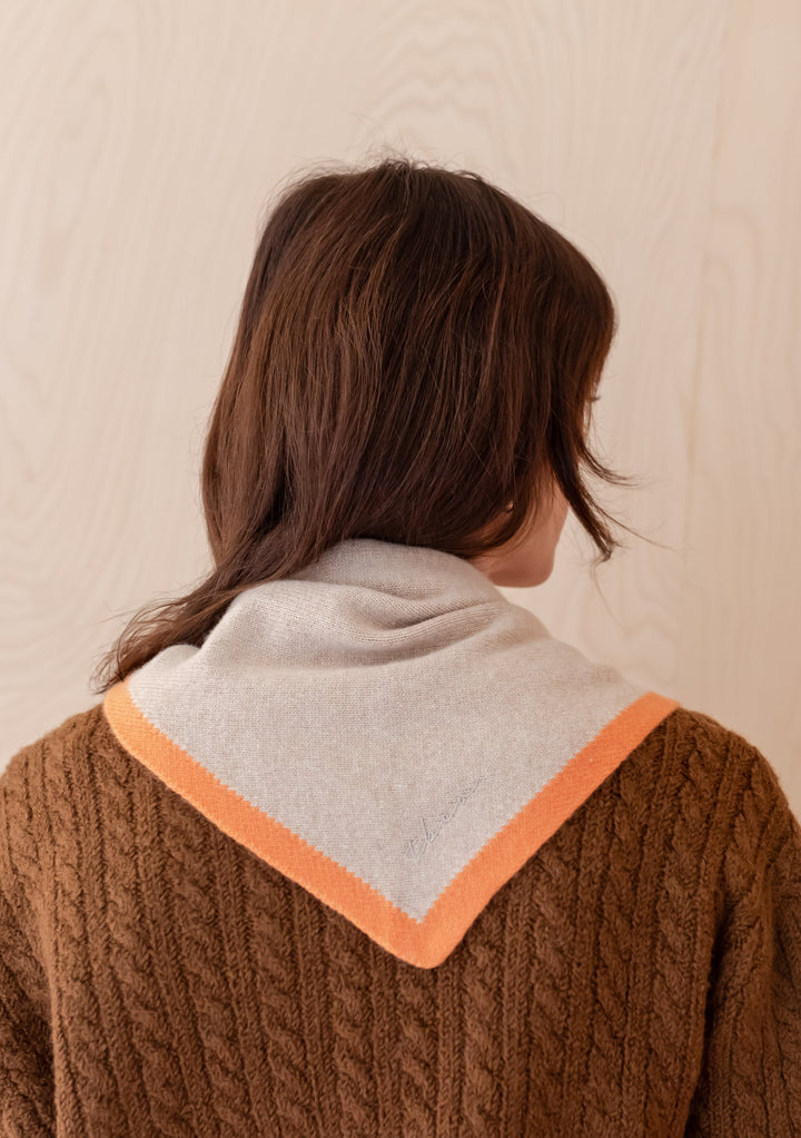 Merino Triangle Scarf in Camel & Apricot