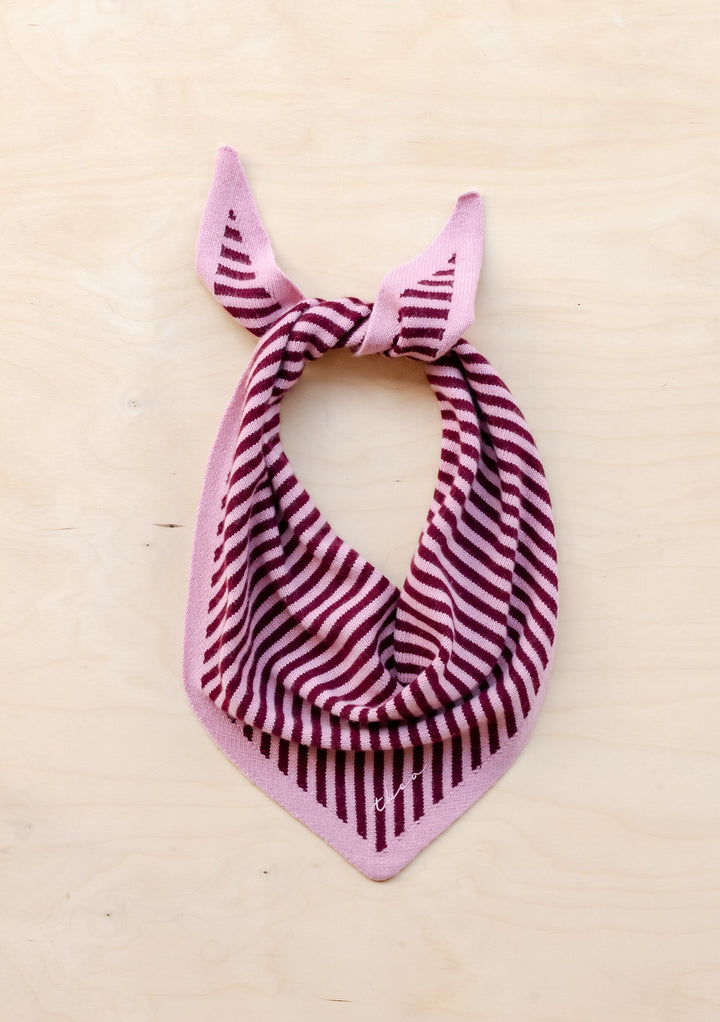 Merino Triangle Scarf in Pink Stripe