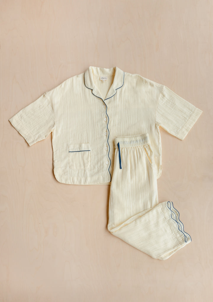 Cotton & Linen Pajamas in Buttermilk