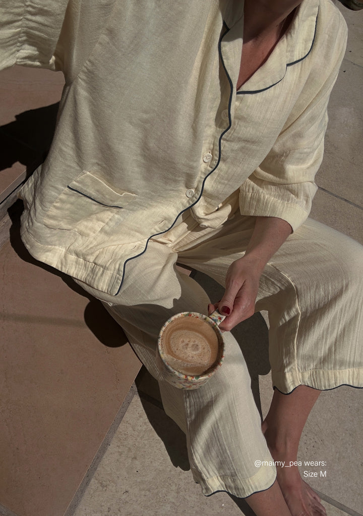 Cotton & Linen Pajamas in Buttermilk