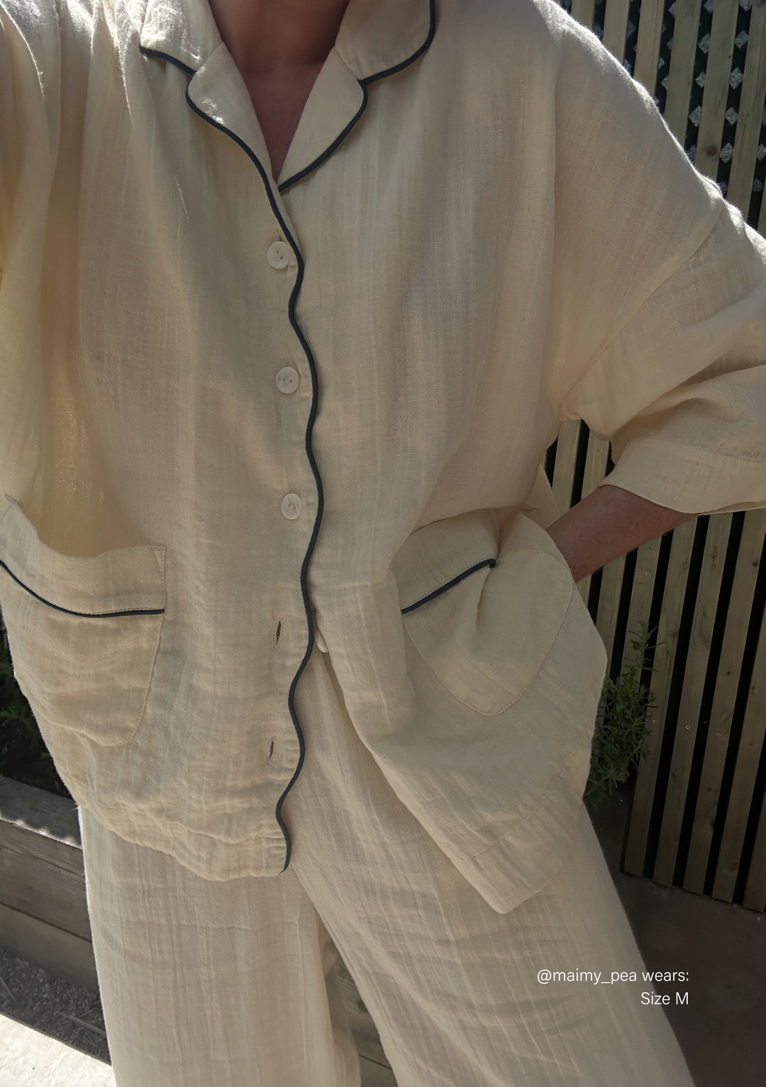 Cotton & Linen Pajamas in Buttermilk