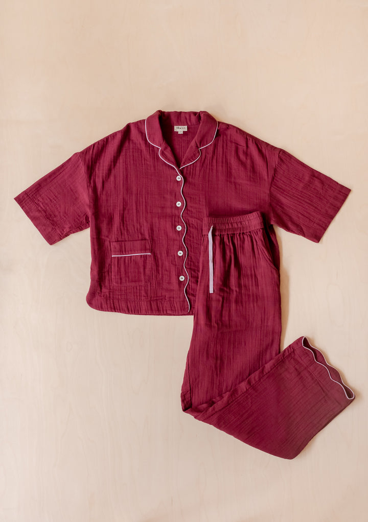 Cotton Pyjamas in Burgundy