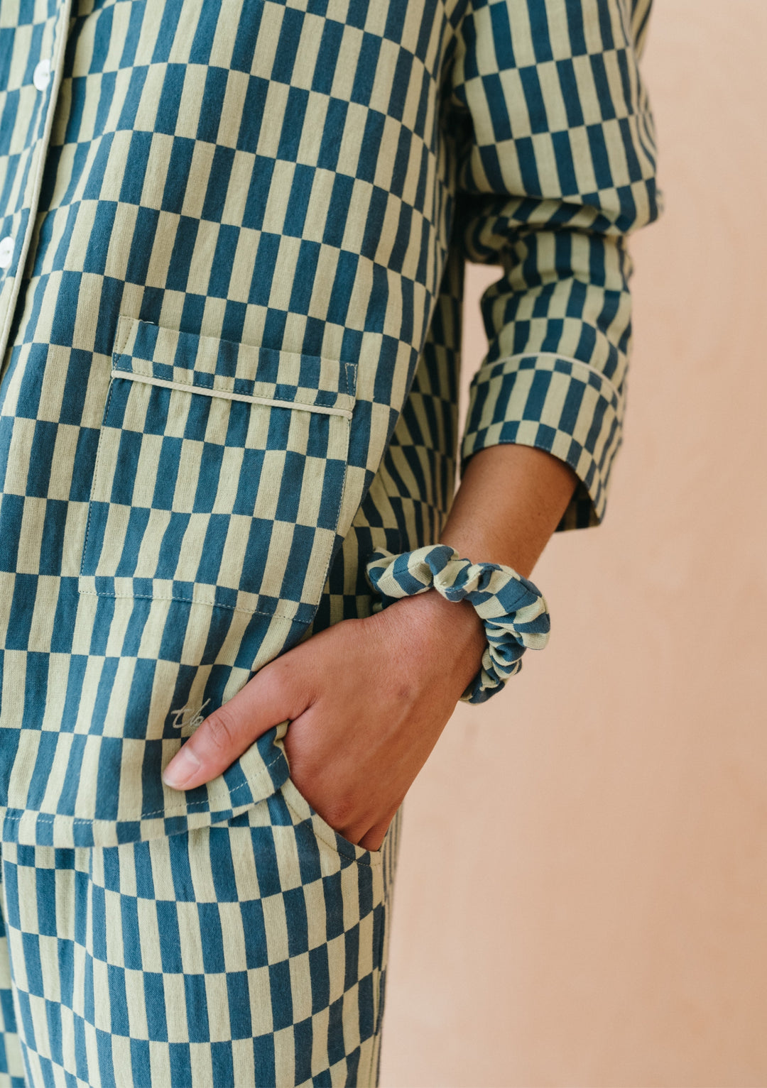 Cotton Pyjamas in Green Checkerboard