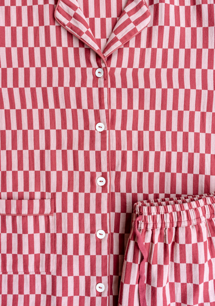 Cotton Pyjamas in Rose Checkerboard