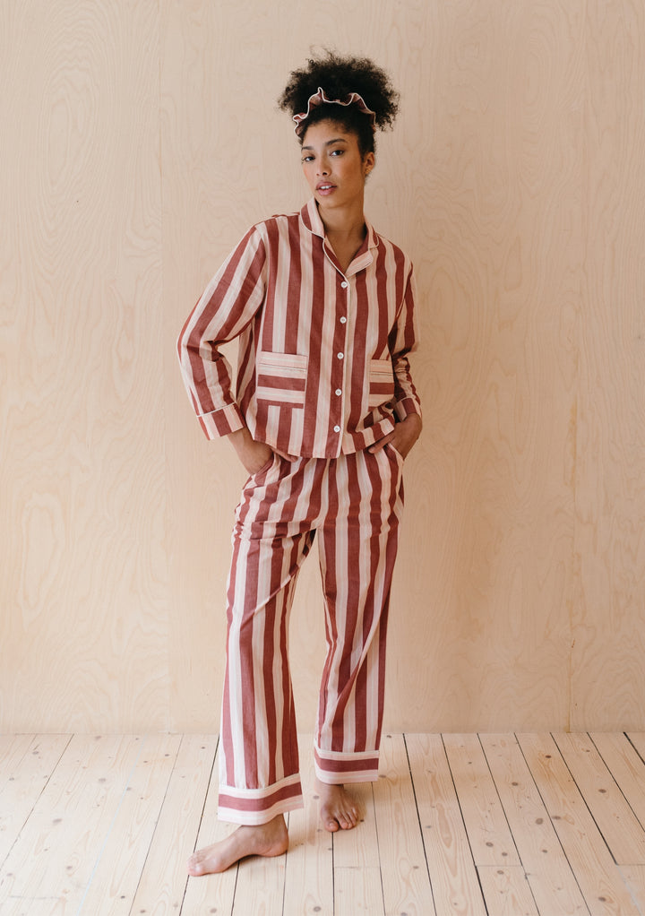 Cotton Pyjamas in Red Stripe