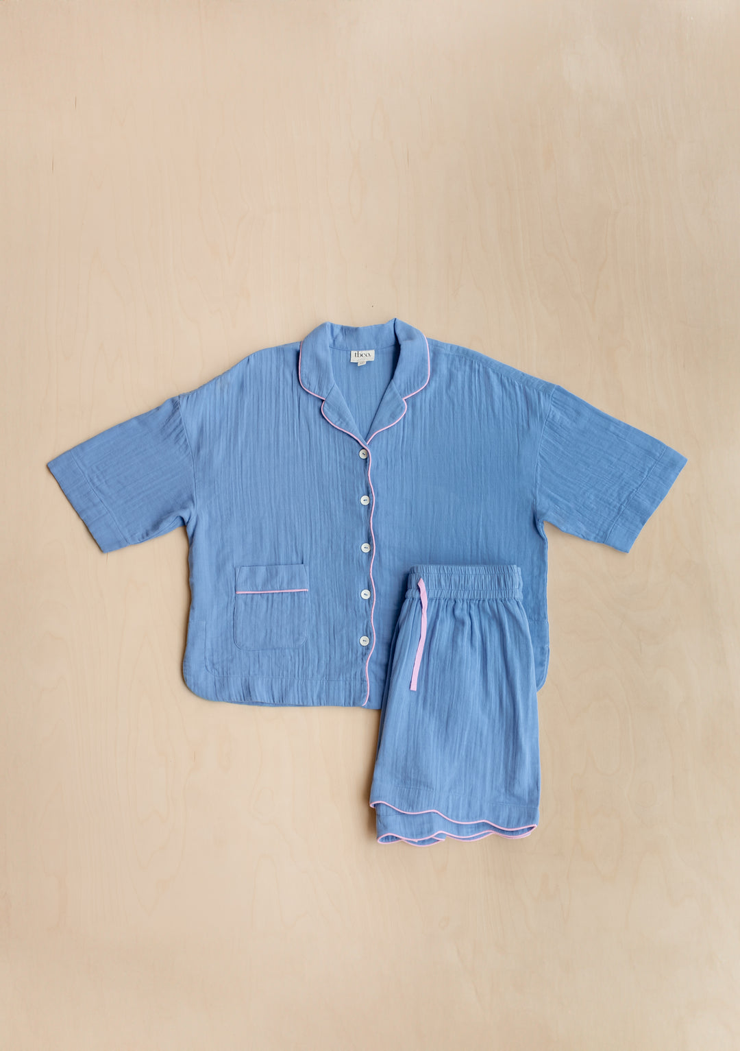 Cotton Pajamas in Cornflower Scallop