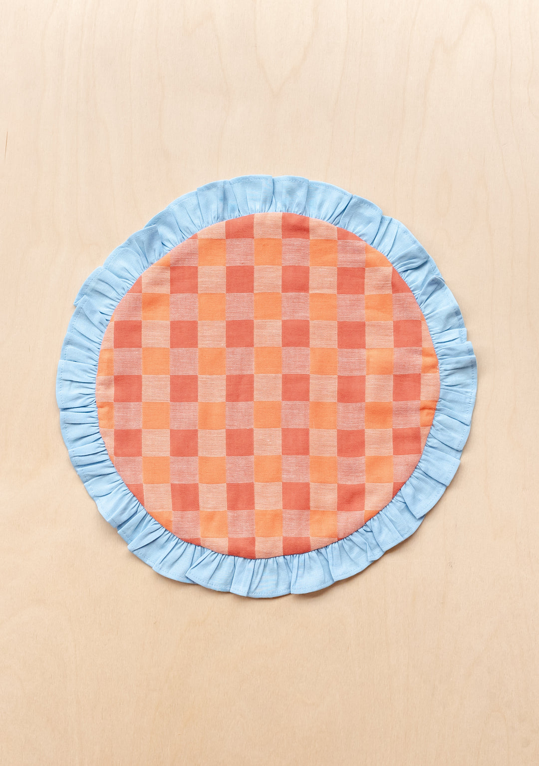 Cotton Placemats Set of 2 in Apricot Checkerboard