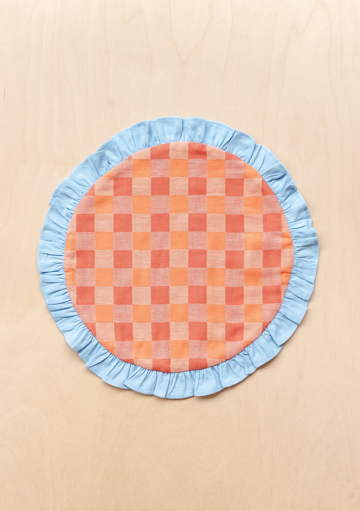 Cotton Placemats Set of 2 in Apricot Checkerboard – TBCo