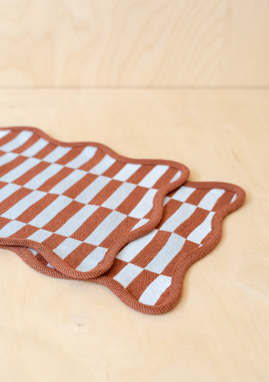 Rust Checkerboard Cotton Placemats Set of 2