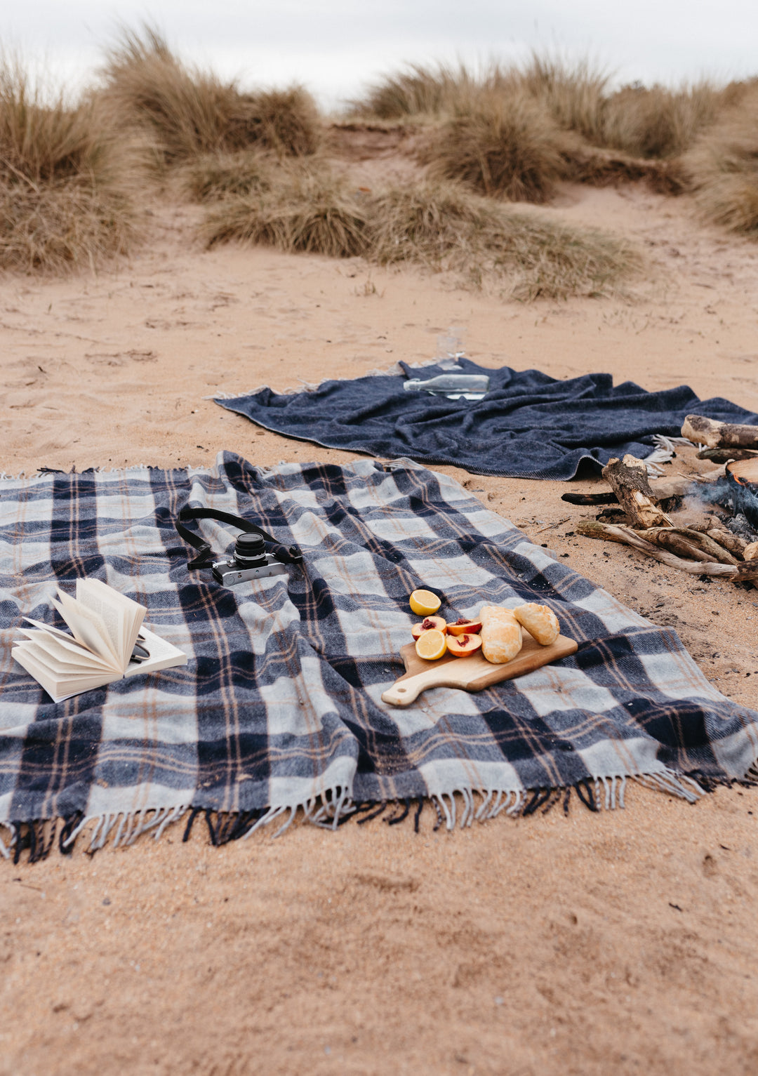 Recycled Wool Picnic Blanket in Bannockbane Silver Tartan