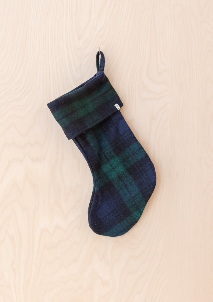 Recycled Wool Christmas Stocking in Black Watch Tartan