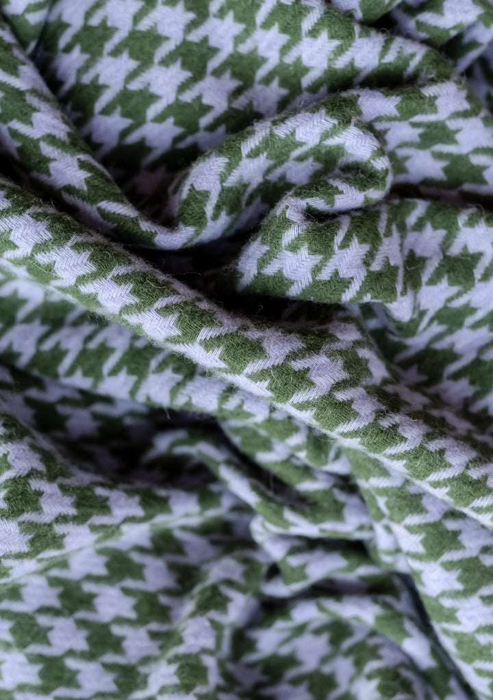Lambswool Scarf in Olive Houndstooth