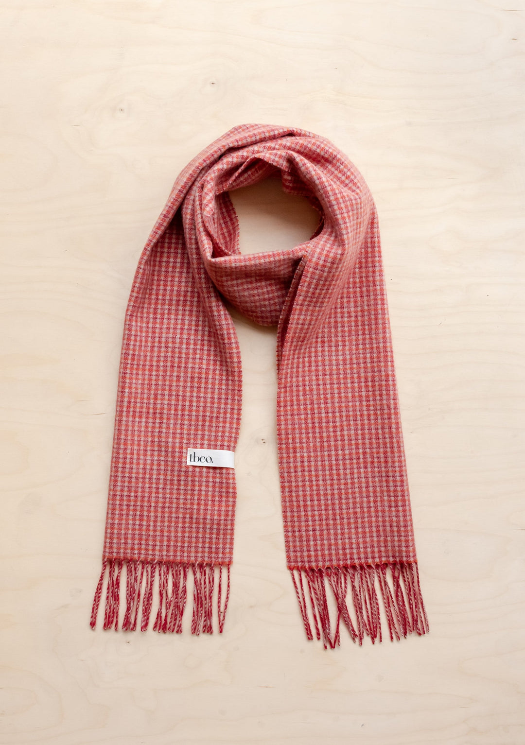 Men's Lambswool Scarf in Berry Textured Check