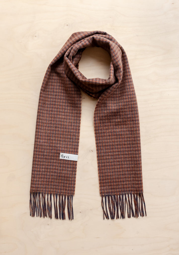 Men's Lambswool Scarf in Coffee Textured Check