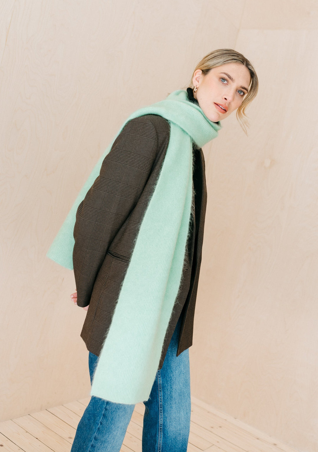 Mohair & Wool Scarf in Mint