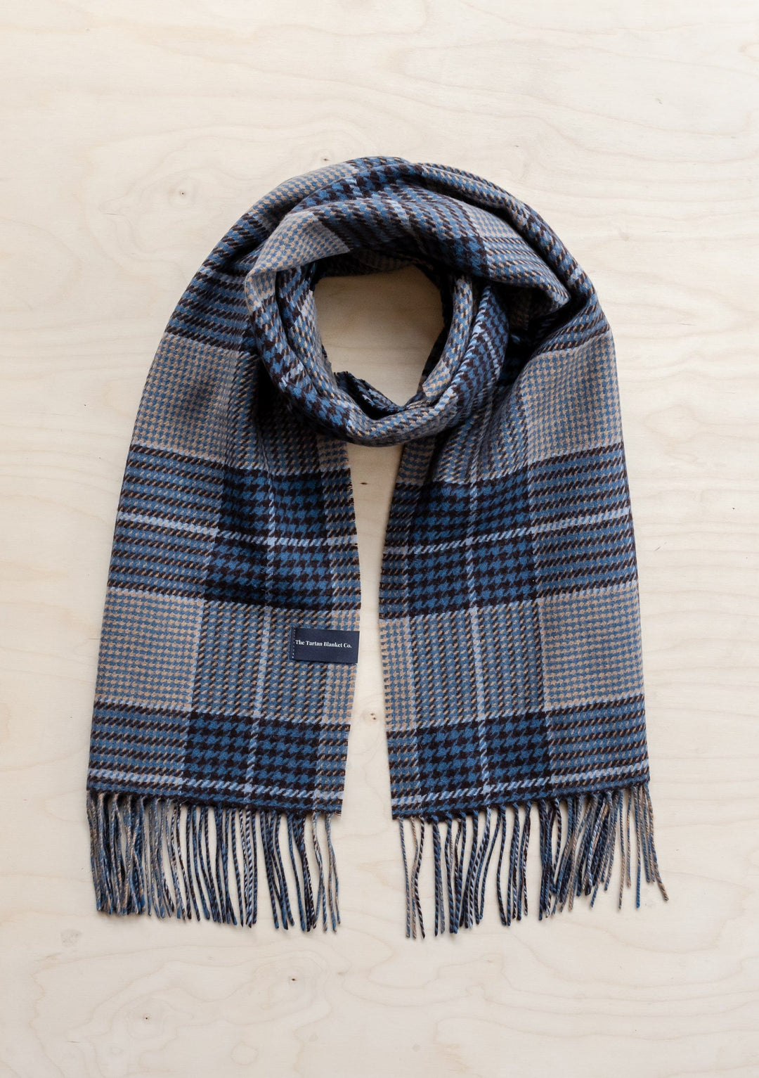 Lambswool Oversized Scarf in Brown Glen Check