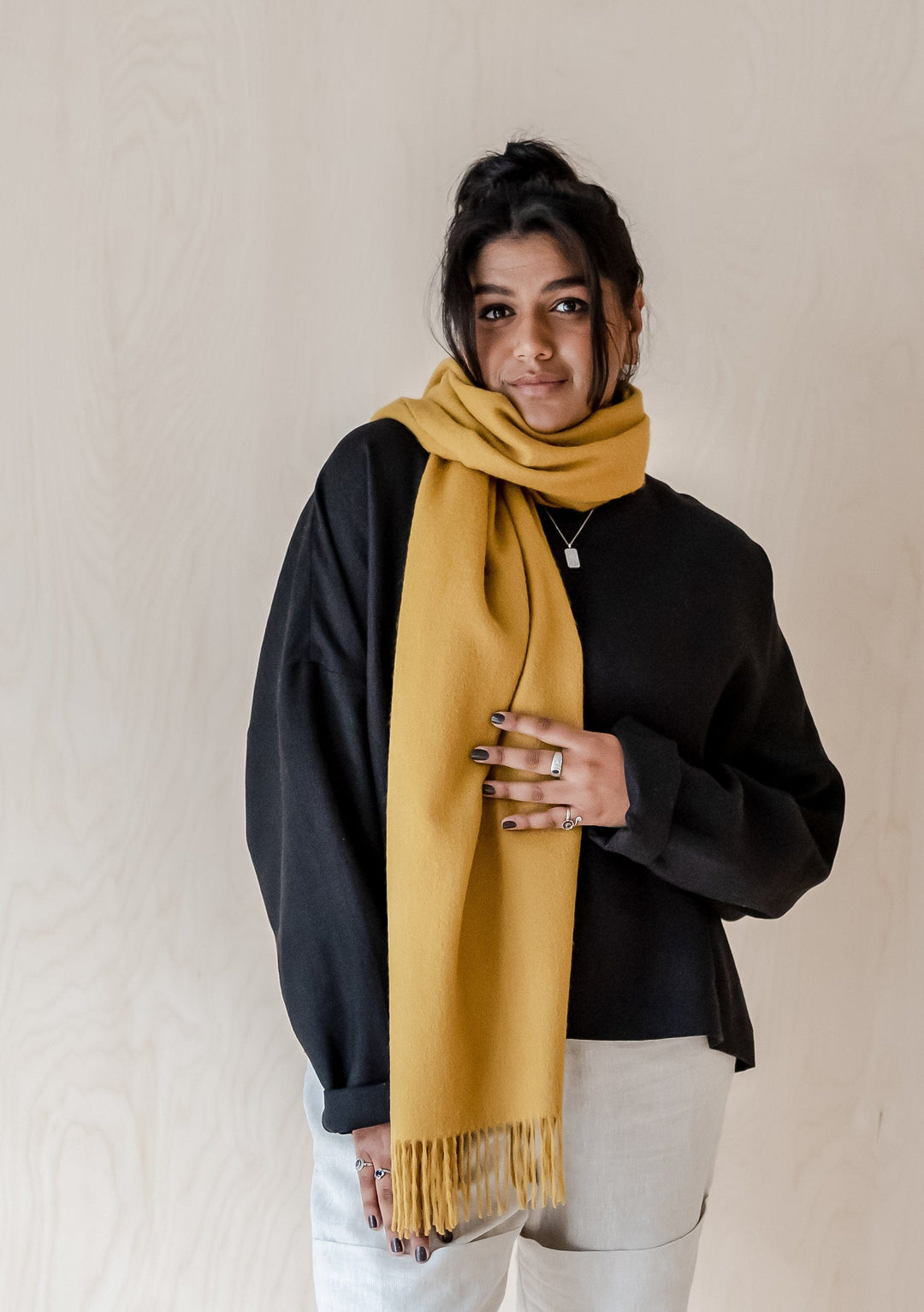 Lambswool Oversized Scarf in Mustard