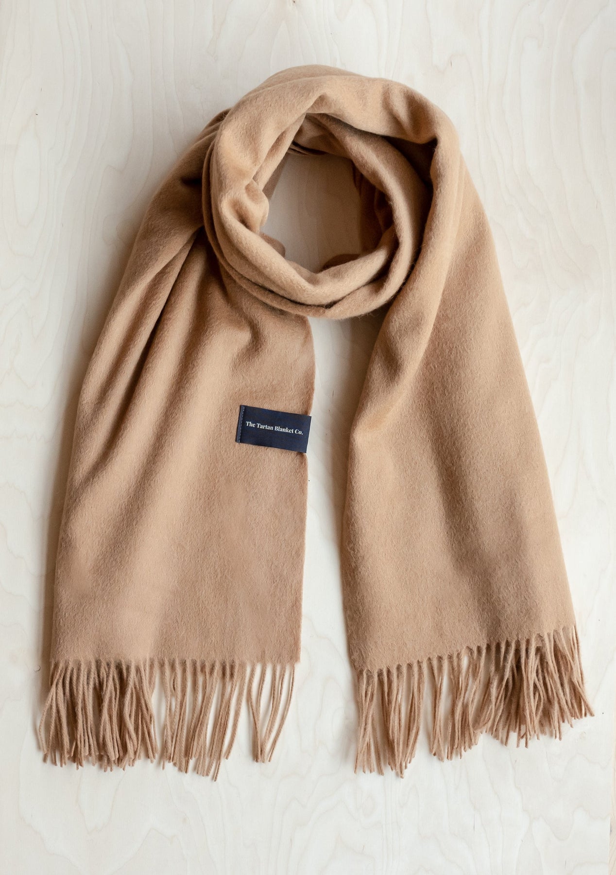 Unisex Large Woven Cashmere Scarf Camel Brown