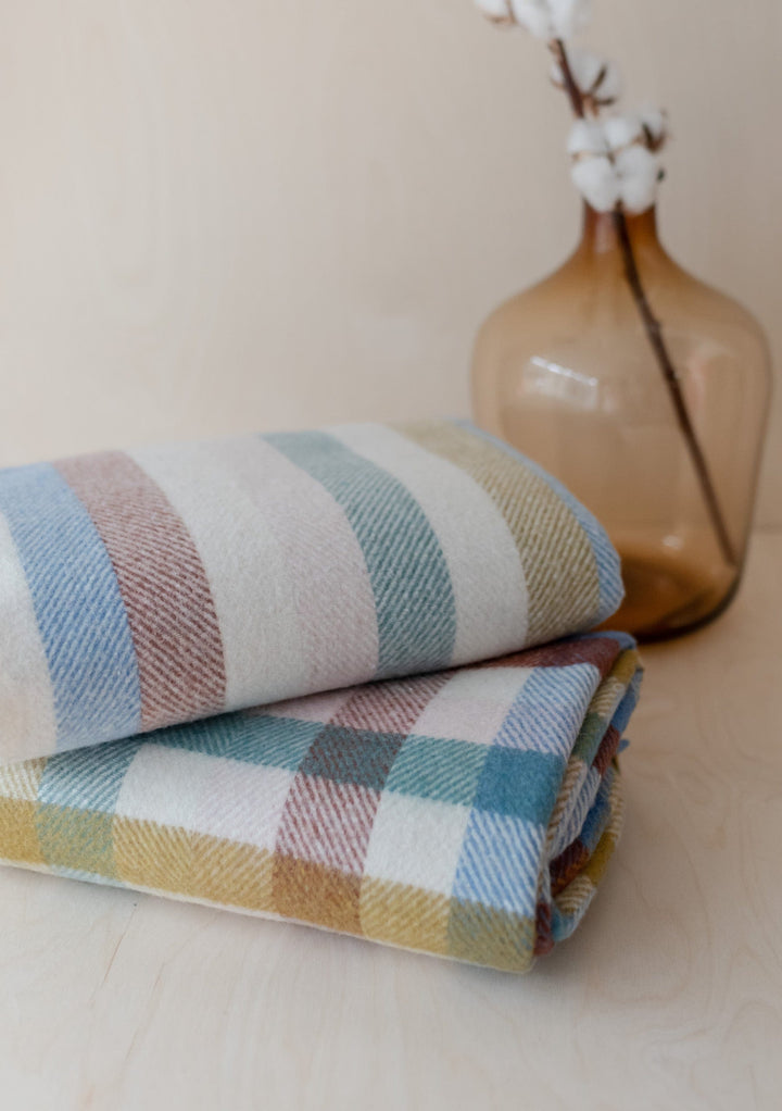 Sample Sale Recycled Wool Blanket in Rainbow Herringbone Check