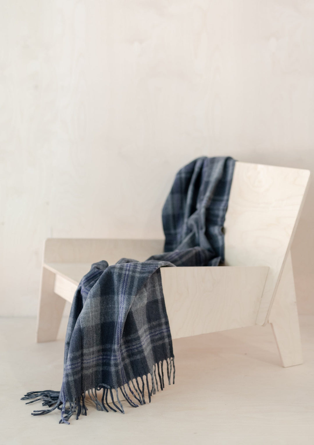 Recycled Wool Small Blanket in Persevere Flint Grey Tartan
